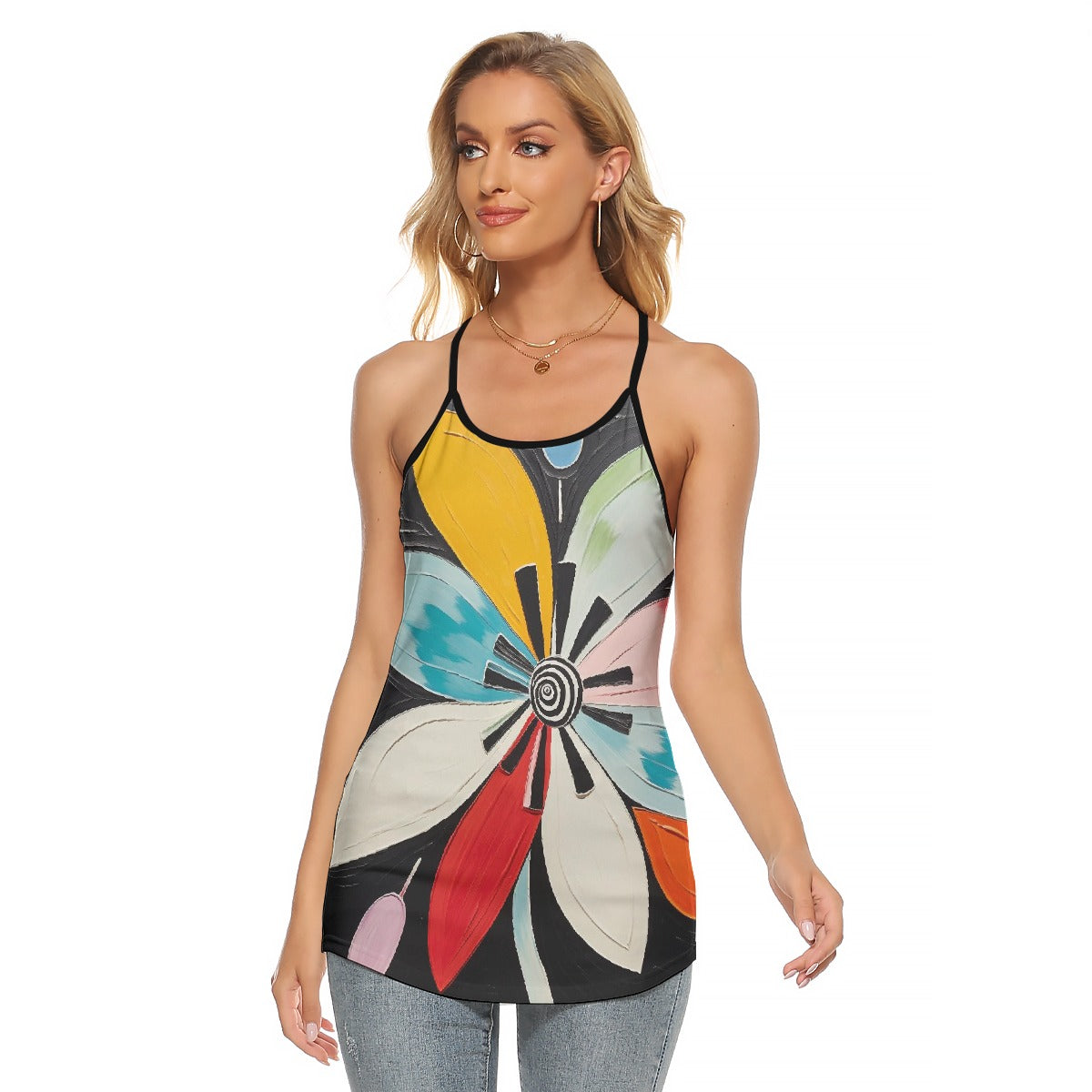 All-Over Print Women's Criss-Cross Open Back Tank Top