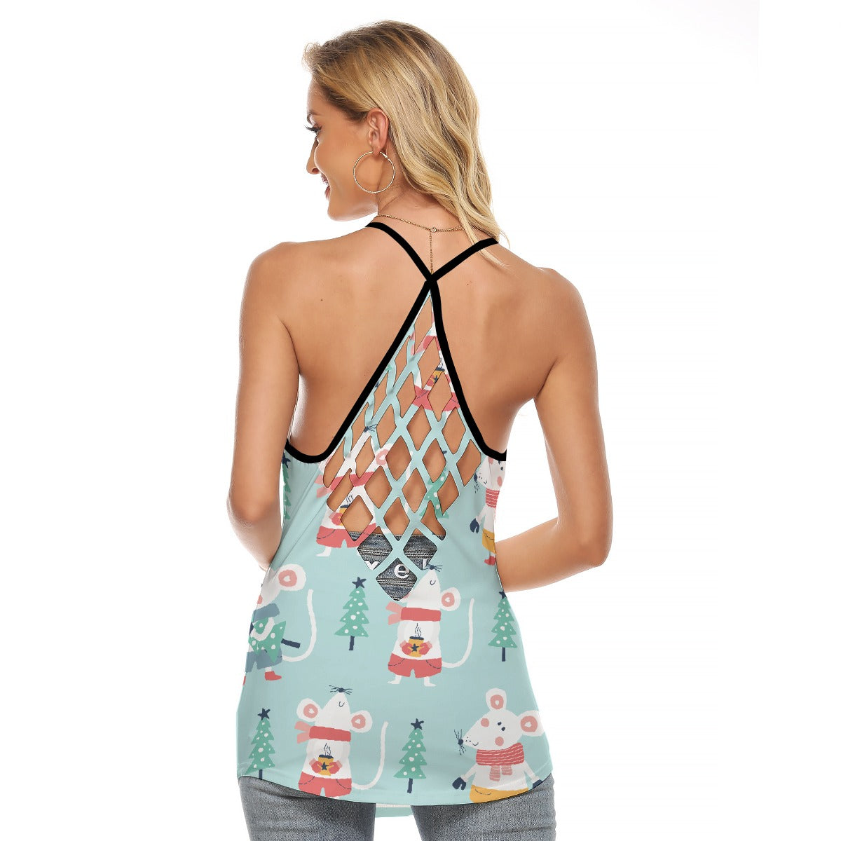 All-Over Print Women's Criss-Cross Open Back Tank Top