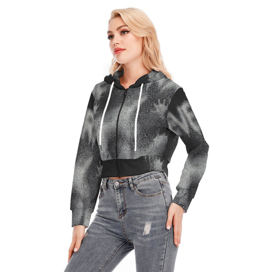 All-Over Print Women's Crop Top Hoodie With Zipper Closure