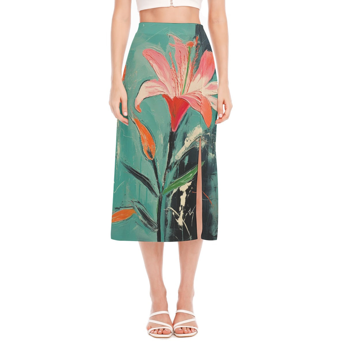 All-Over Print Women's High Slit Long Skirt
