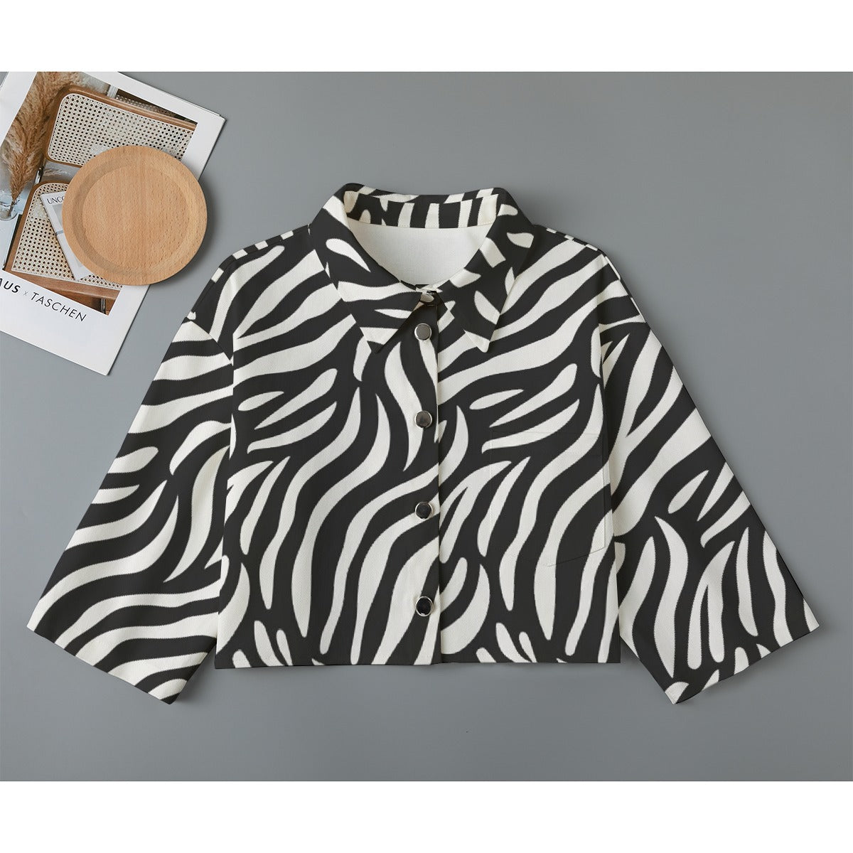 All-Over Print Women's Cropped Jacket | 245GSM Cotton