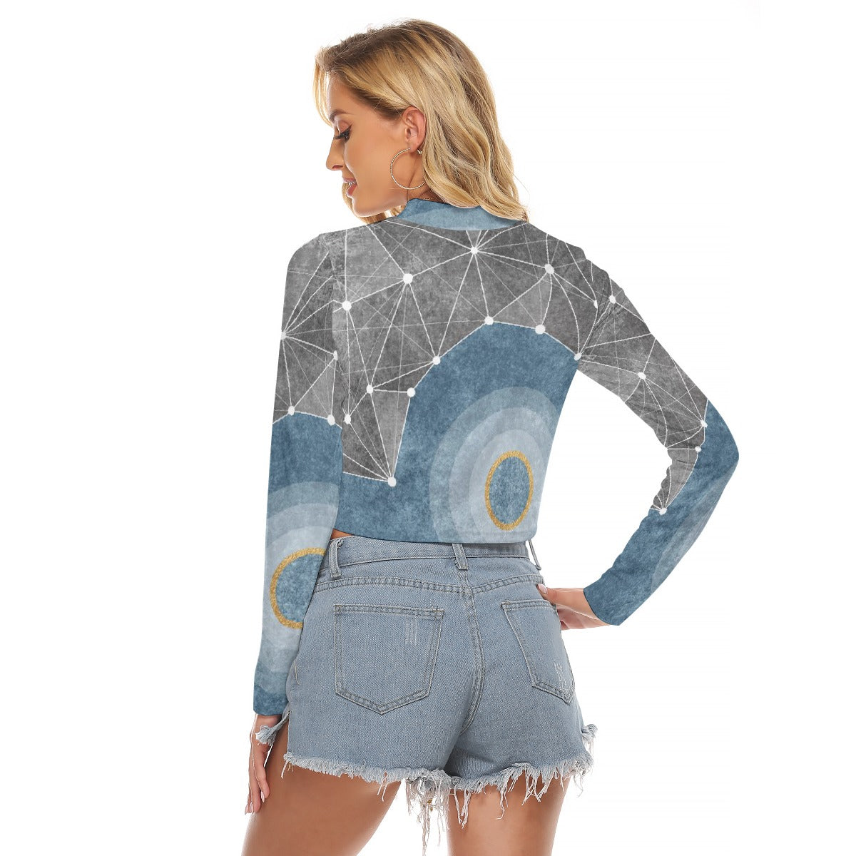 All-Over Print Women's Hollow Chest Keyhole Tight Crop Top