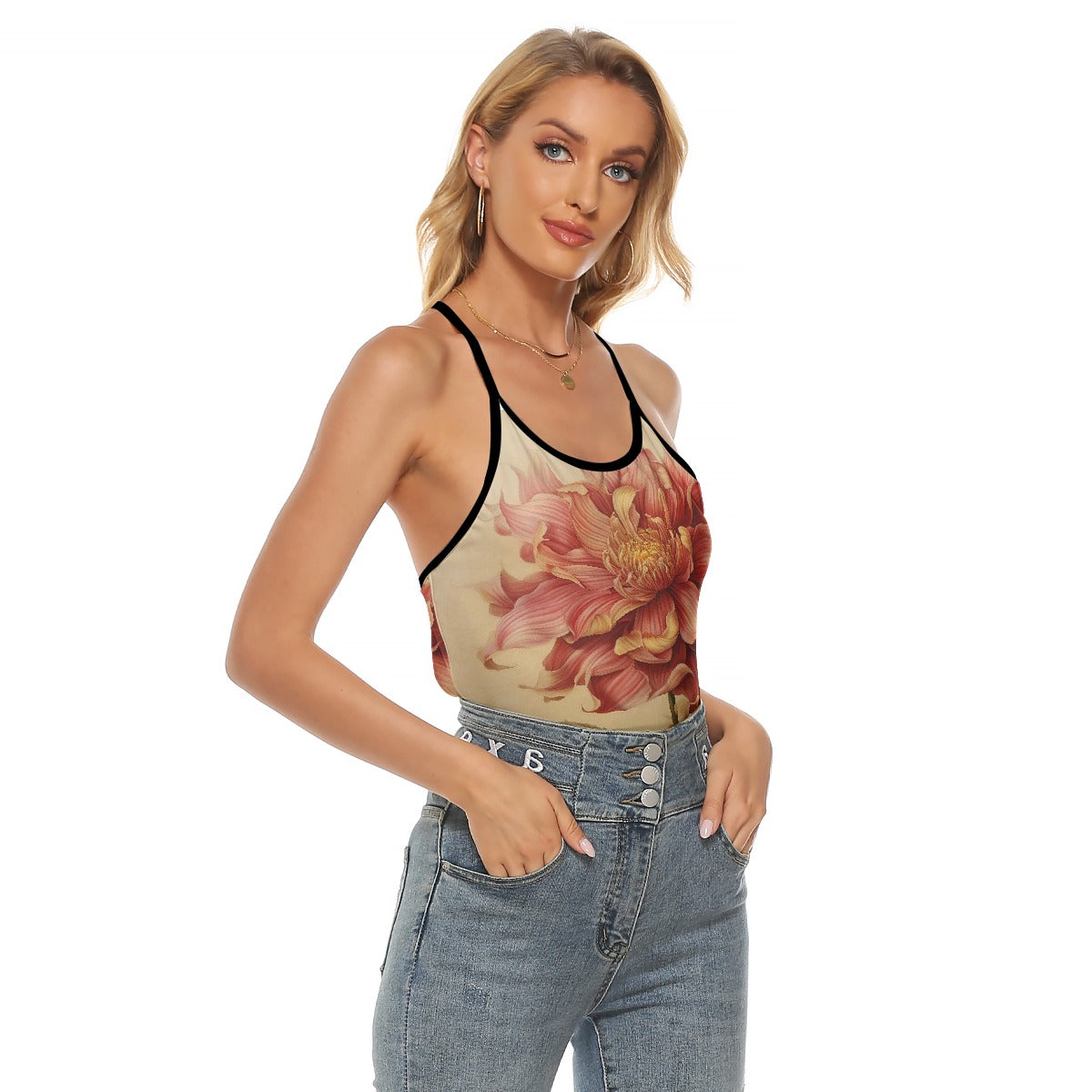 All-Over Print Women's Criss-Cross Open Back Tank Top