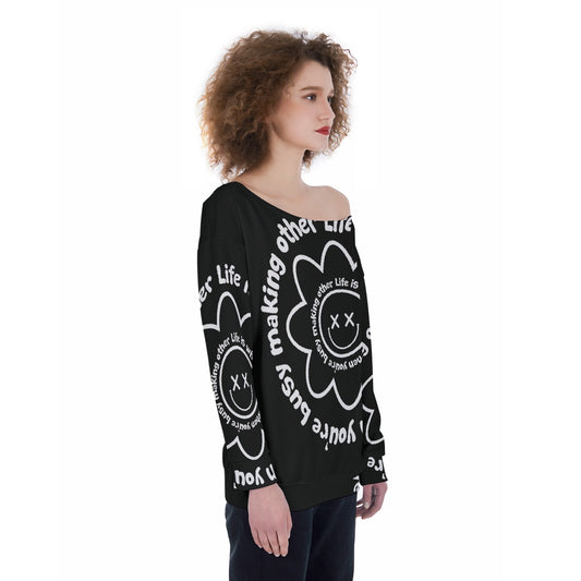 All-Over Print Oversized Women's Off-Shoulder Sweatshirt