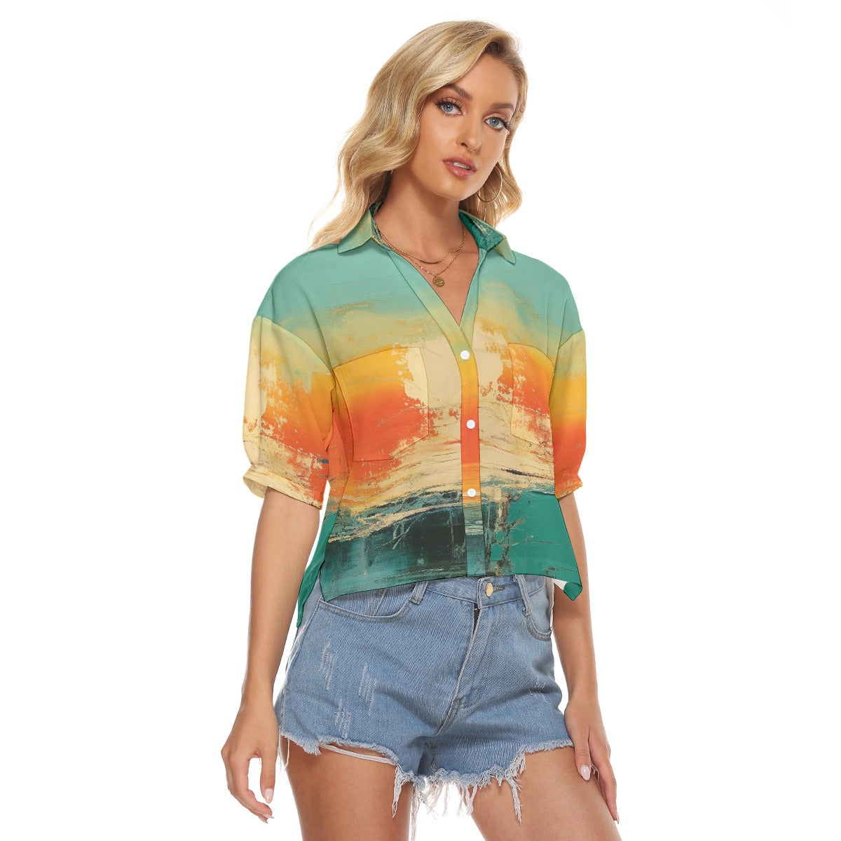All-Over Print Women's V-neck Shirts