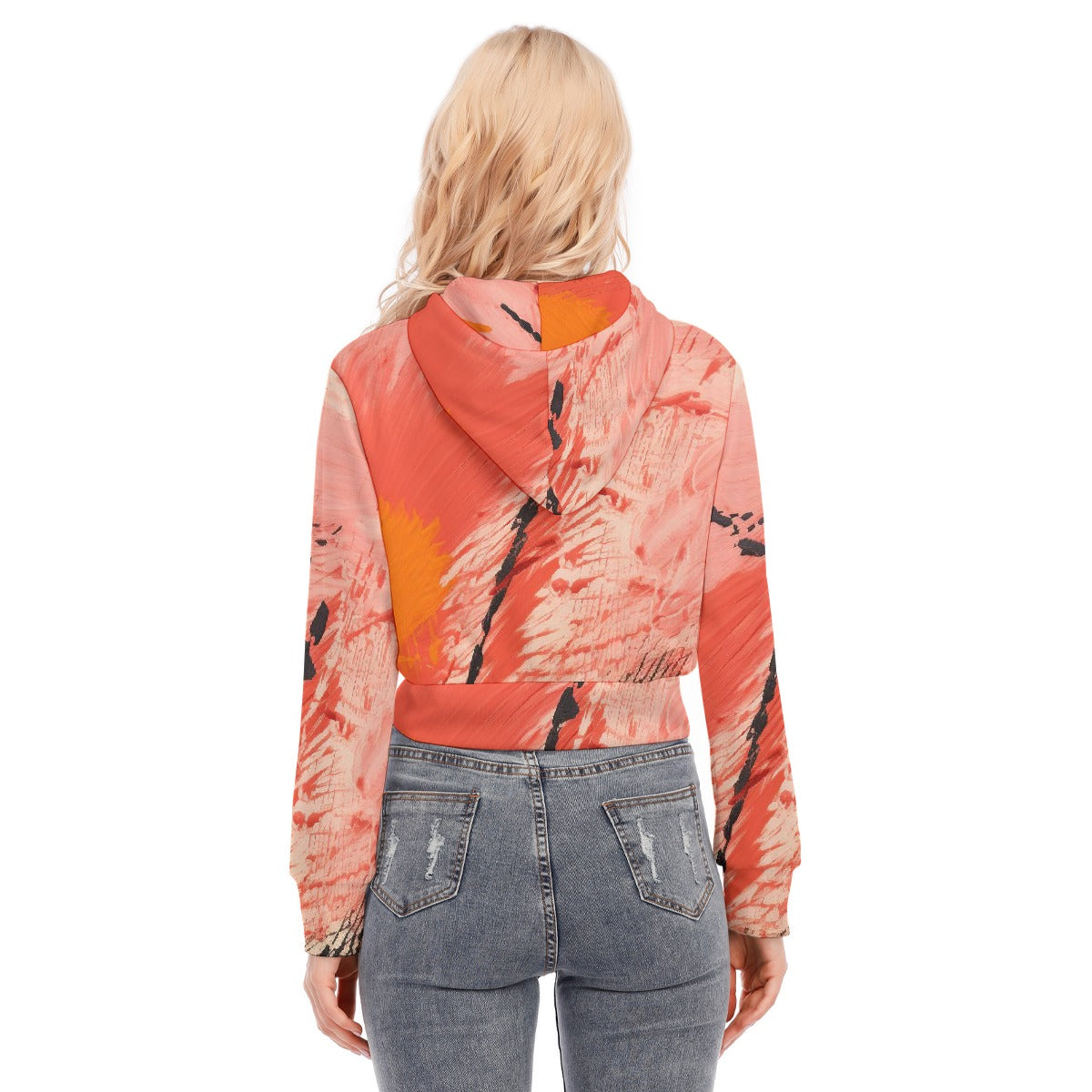All-Over Print Women's Crop Top Hoodie With Zipper Closure