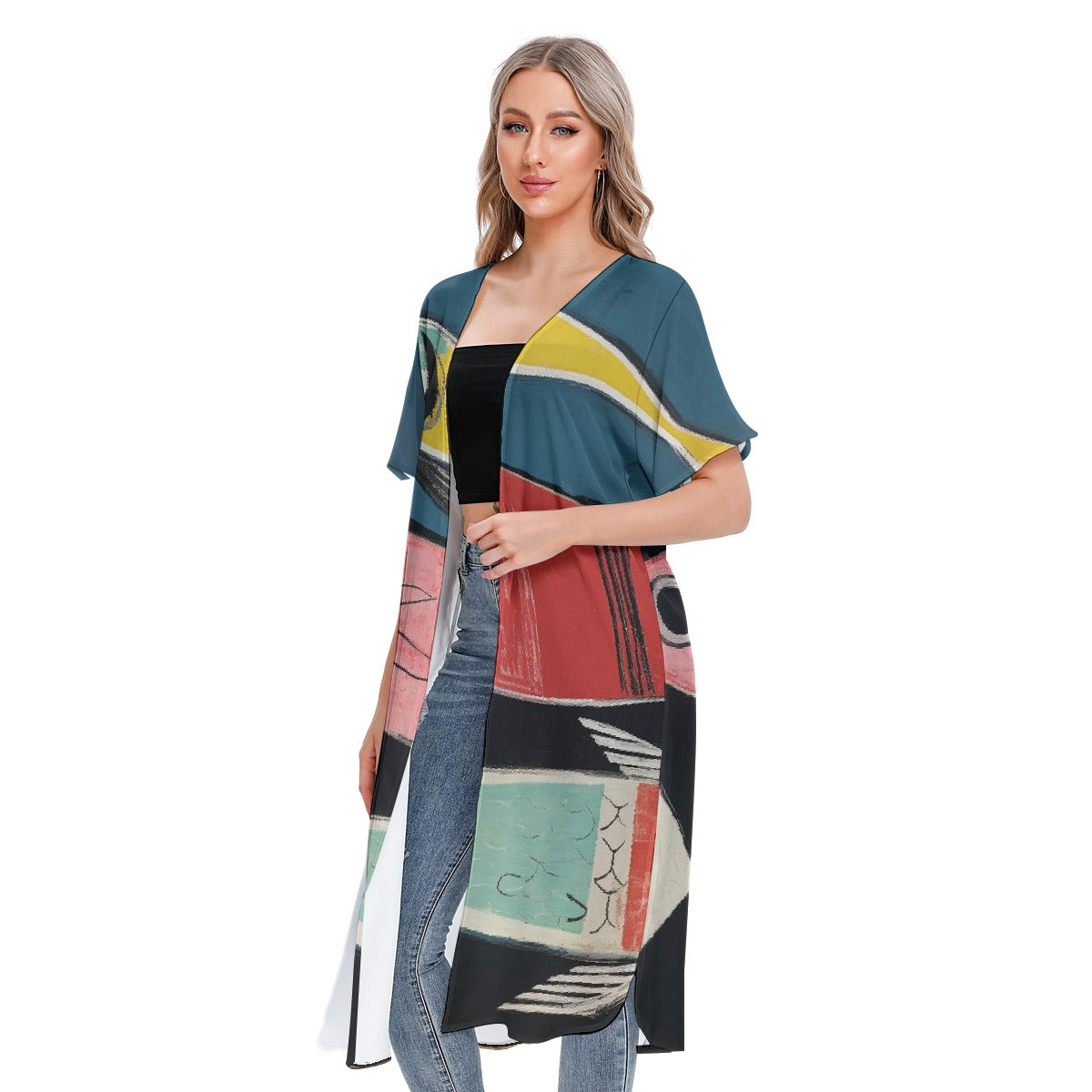 All-Over Print Women's Short Sleeve Cardigan