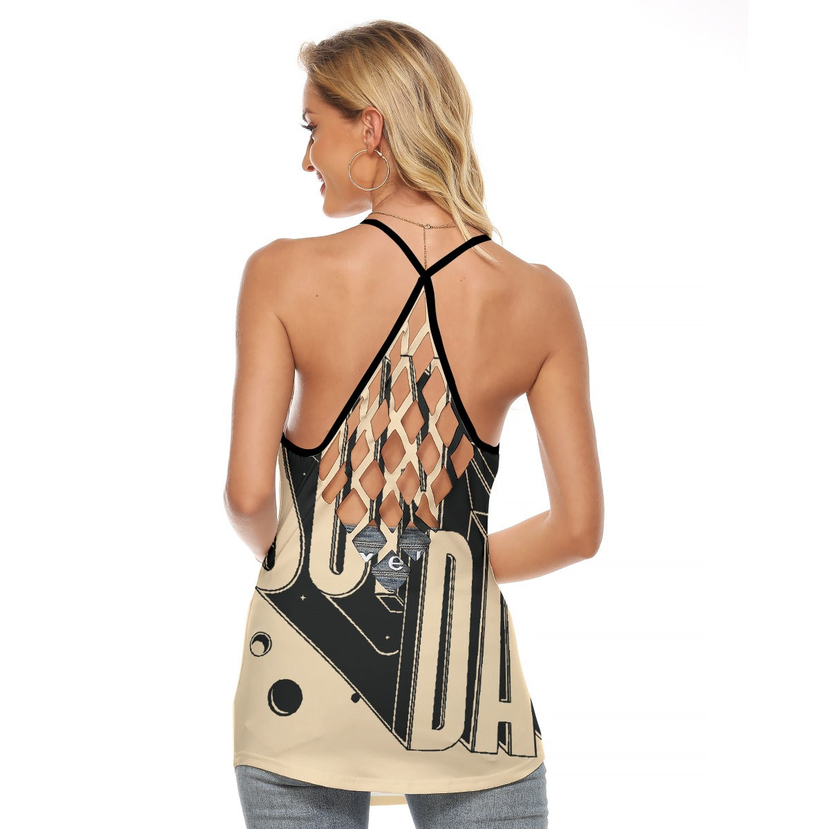 All-Over Print Women's Criss-Cross Open Back Tank Top