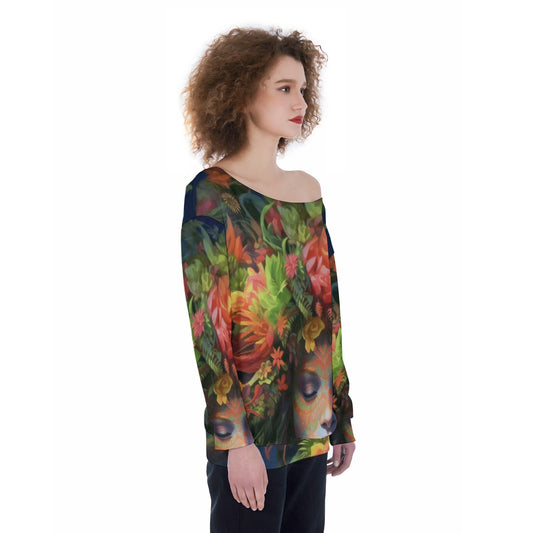 All-Over Print Oversized Women's Off-Shoulder Sweatshirt
