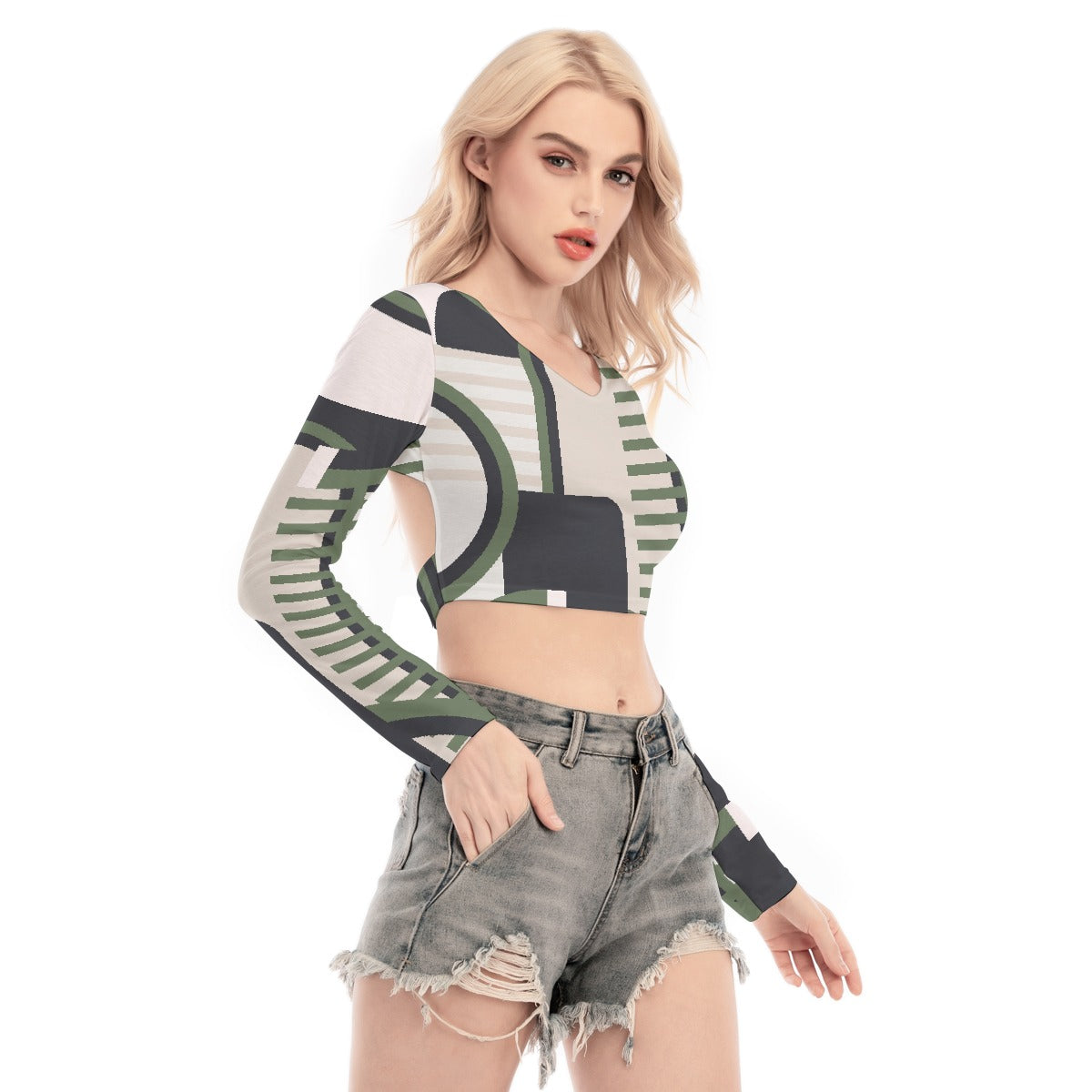 All-Over Print Women's Back Hollow T-shirt With Strap