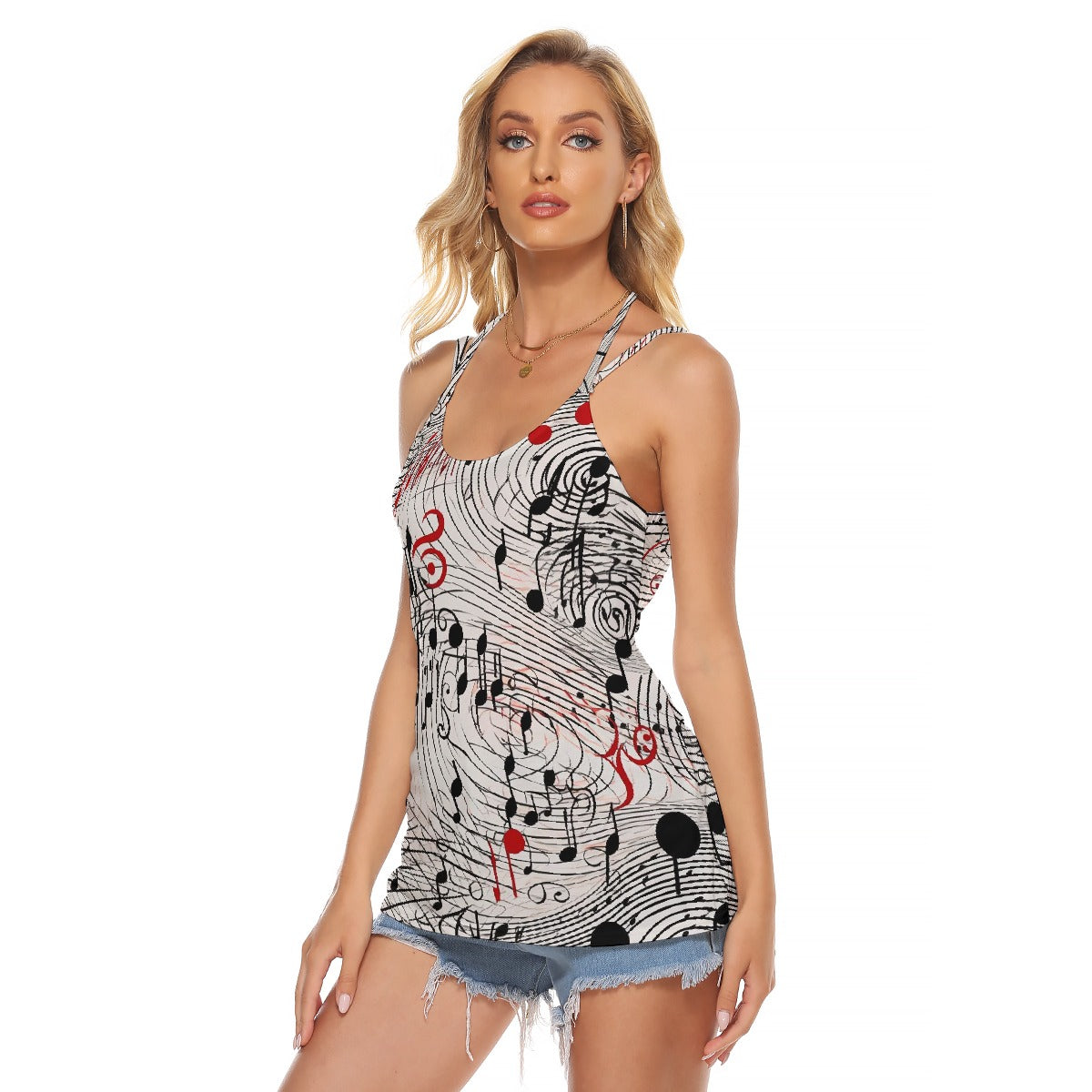 All-Over Print Women's Halter Top With Backless