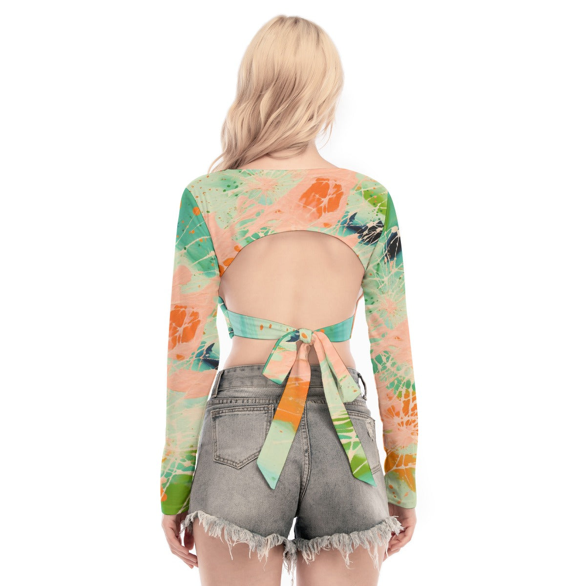 All-Over Print Women's Back Hollow T-shirt With Strap