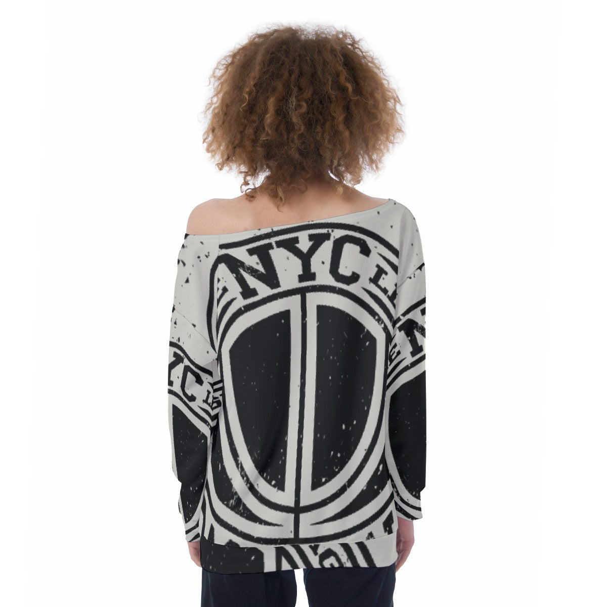 All-Over Print Oversized Women's Off-Shoulder Sweatshirt