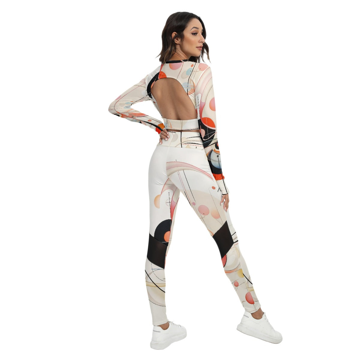 All-Over Print Women's Sport Set With Backless Top And Leggings