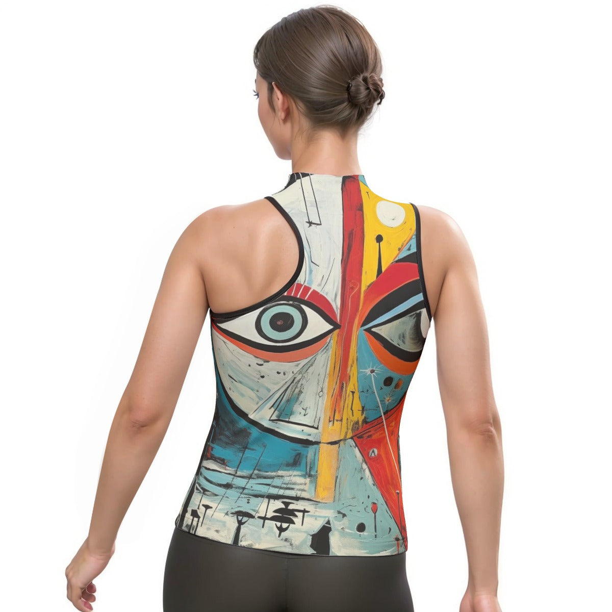 All-Over Print Women's Halter Sleeveless Asymmetrical Tank Top