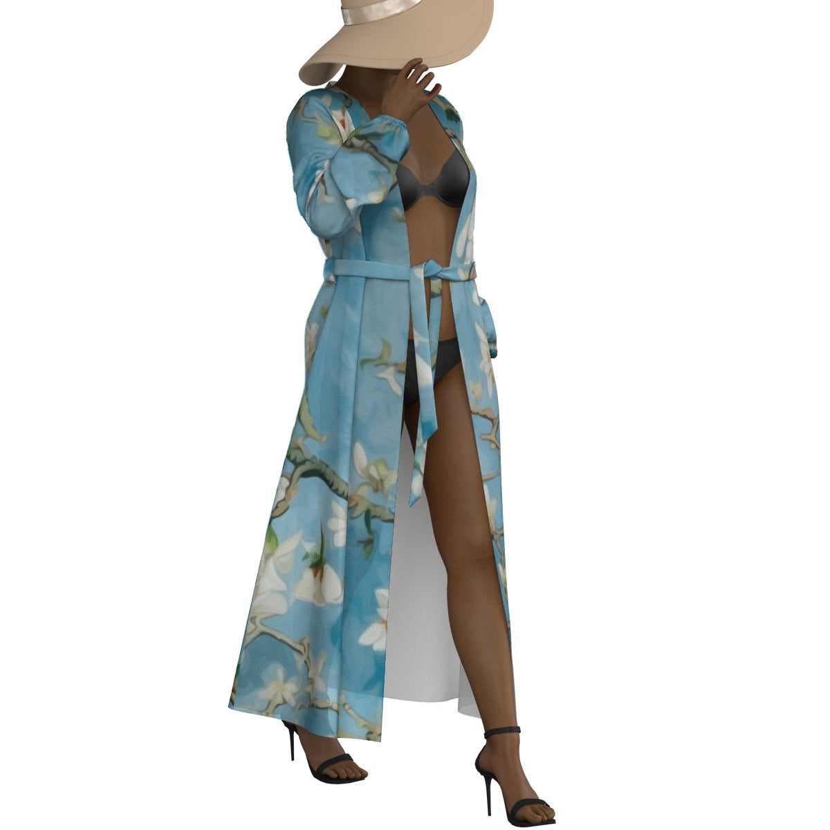 All-Over Print Women's Lace-up Chiffon Robe