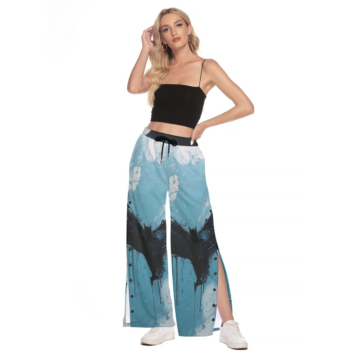 All-Over Print Women's Side Slit Snap Button Trousers