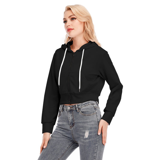 All-Over Print Women's Crop Top Hoodie With Zipper Closure