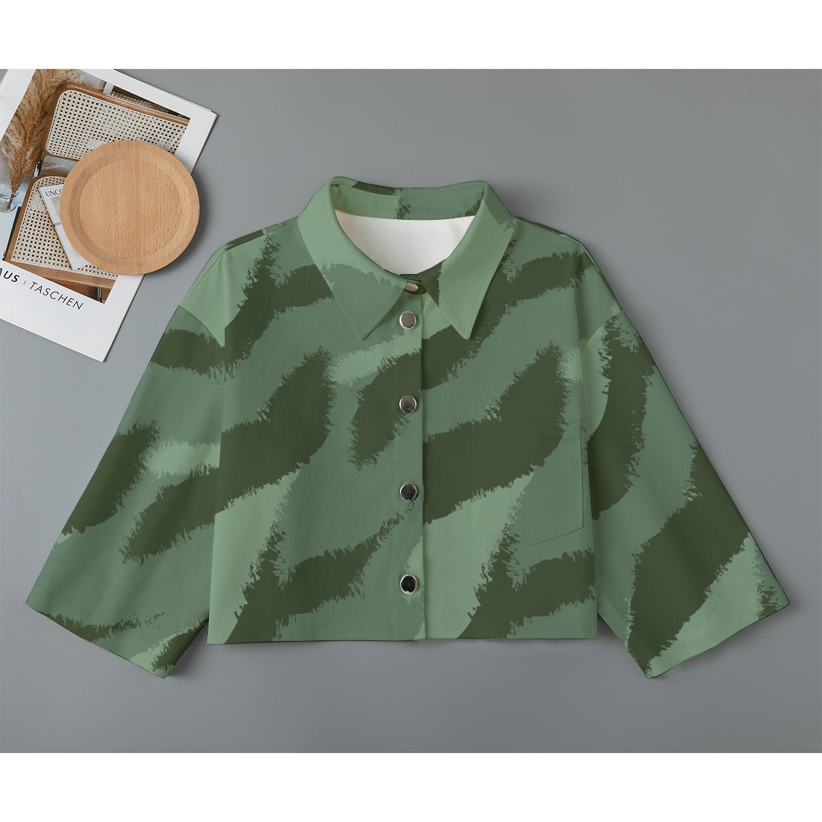 All-Over Print Women's Cropped Jacket | 245GSM Cotton