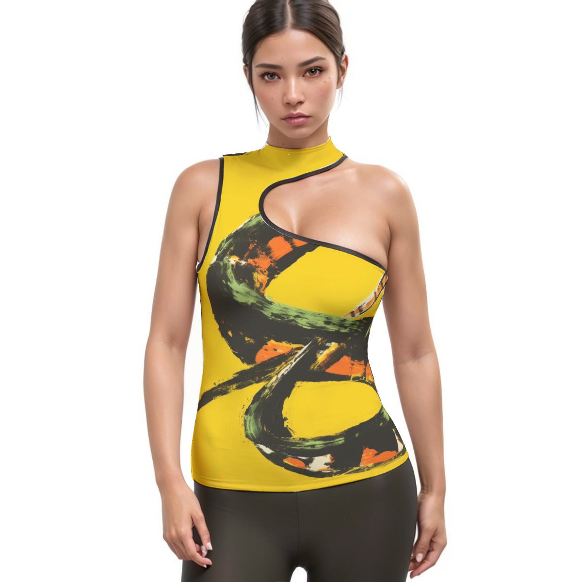 All-Over Print Women's Halter Sleeveless Asymmetrical Tank Top