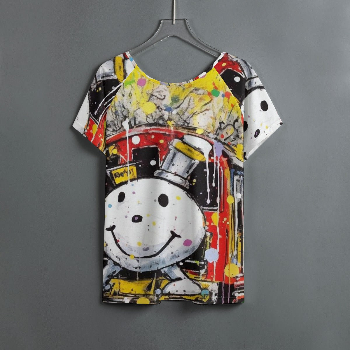 All-Over Print Women's Round Neck T-shirt With Raglan Sleeve