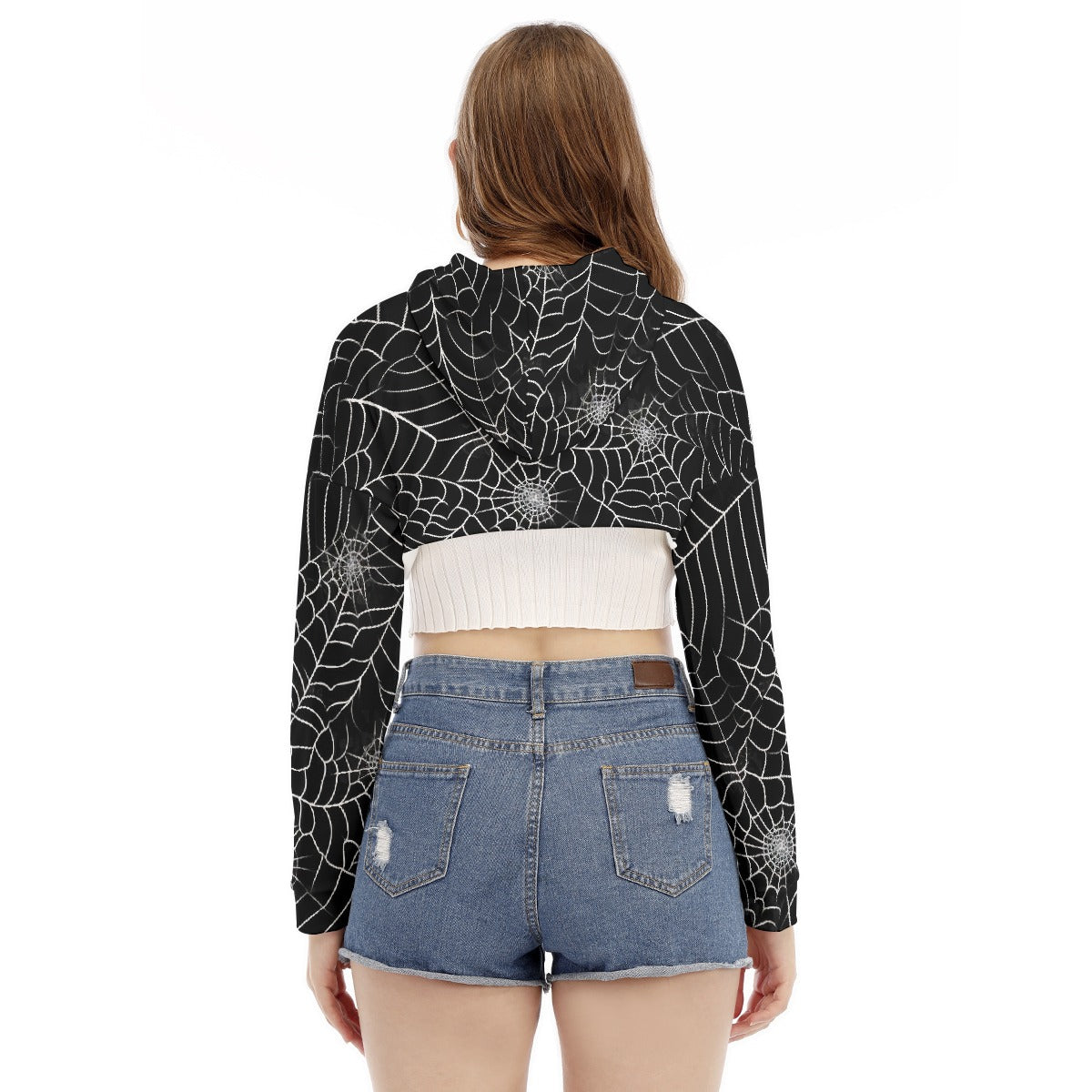 All-Over Print Women's Smock Short Hoodie With Long Sleeve