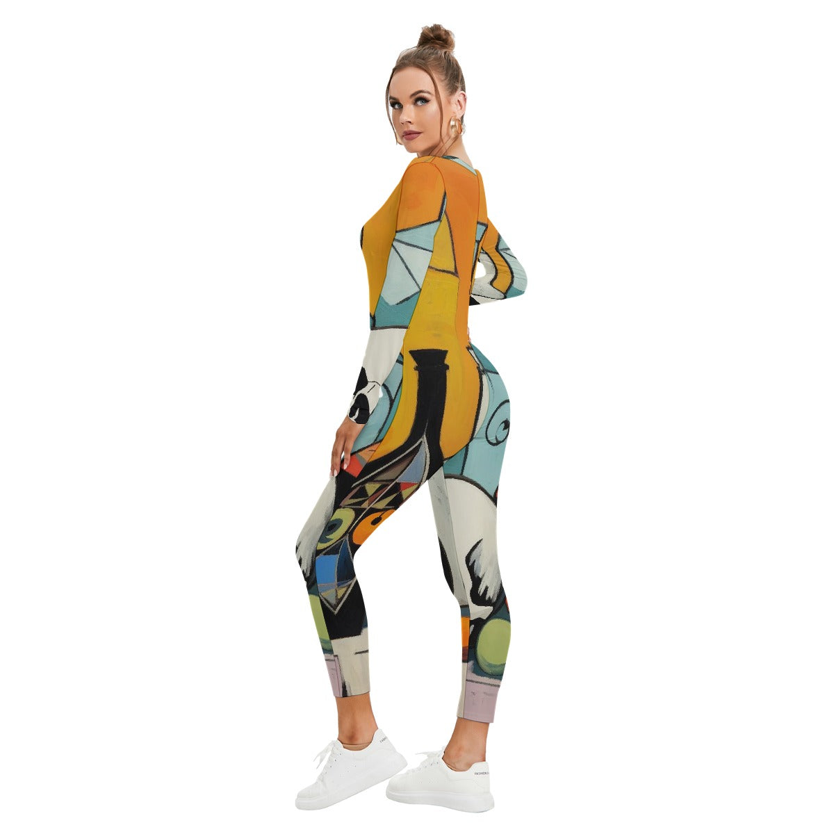 All-Over Print Women's Plunging Neck Jumpsuit