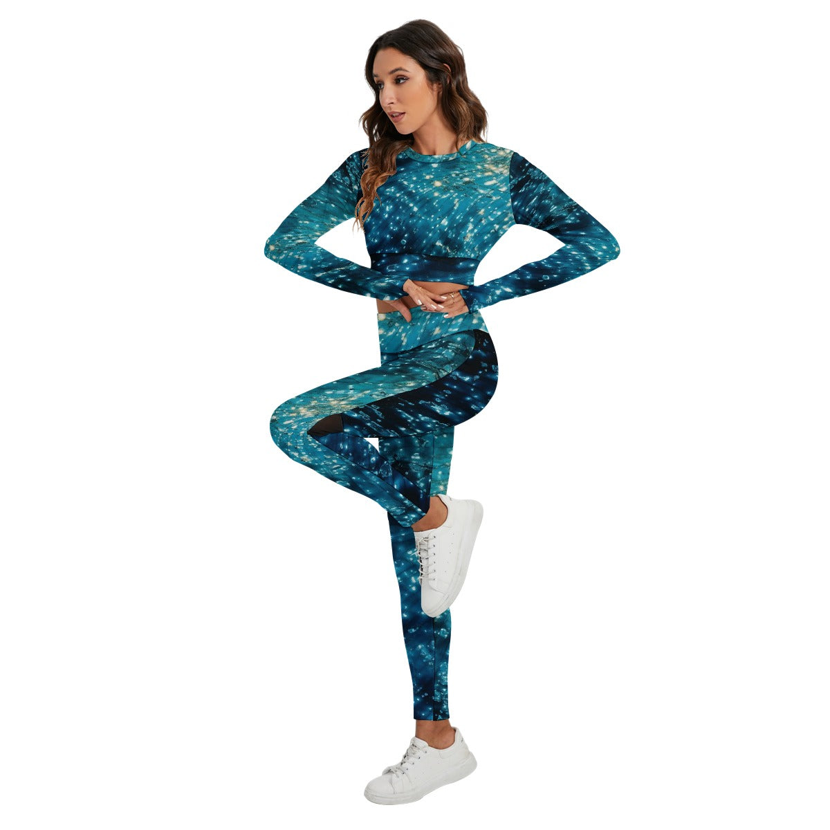 All-Over Print Women's Sport Set With Backless Top And Leggings
