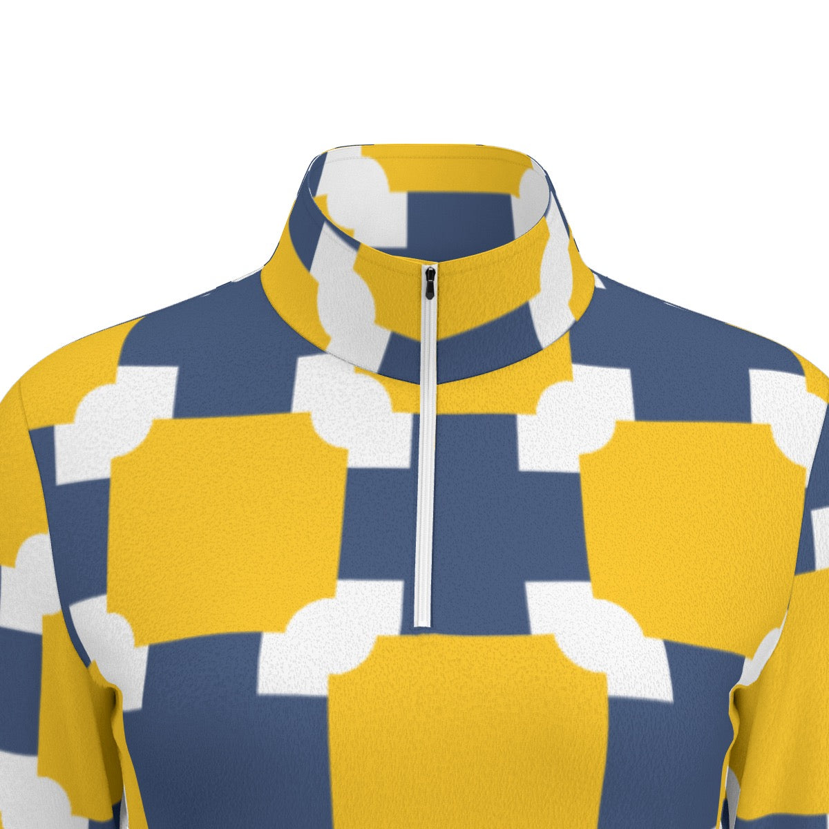 All-Over Print Women's Sports Collar Jersey With Long Sleeve