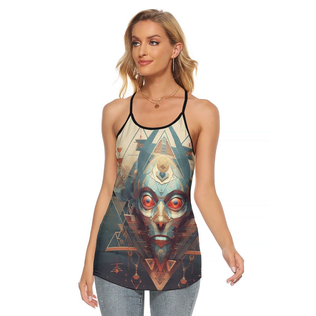 All-Over Print Women's Criss-Cross Open Back Tank Top