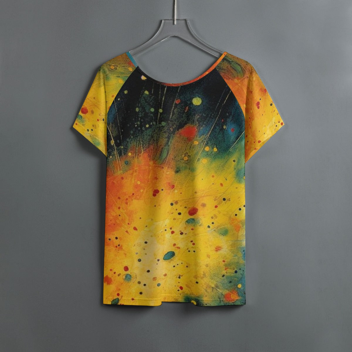 All-Over Print Women's Round Neck T-shirt With Raglan Sleeve