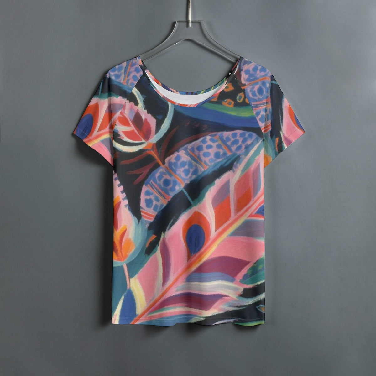 All-Over Print Women's Round Neck T-shirt With Raglan Sleeve