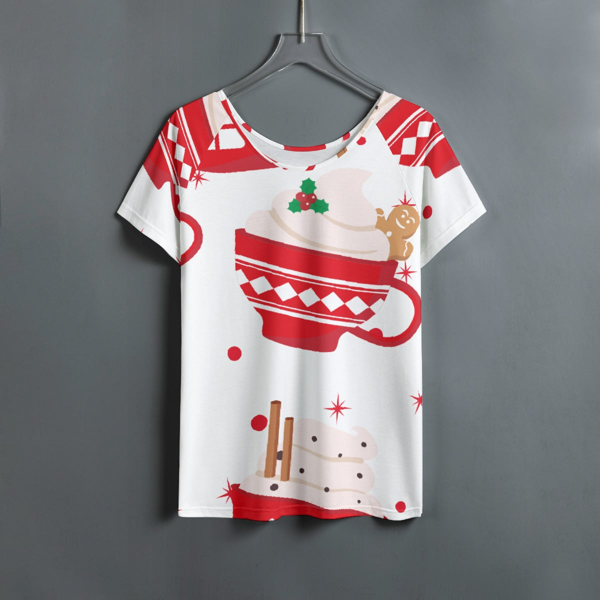 All-Over Print Women's Round Neck T-shirt With Raglan Sleeve
