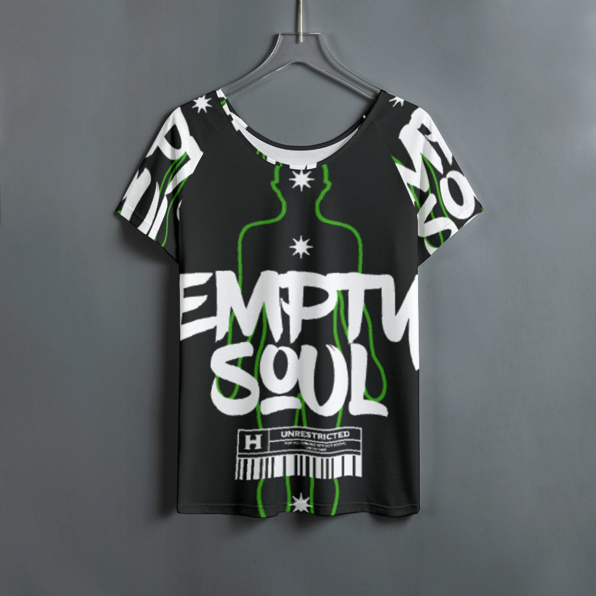 All-Over Print Women's Round Neck T-shirt With Raglan Sleeve