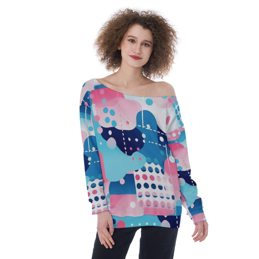 All-Over Print Oversized Women's Off-Shoulder Sweatshirt