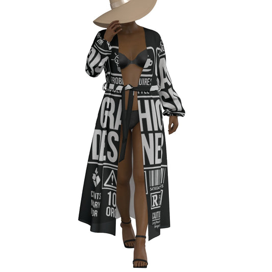 All-Over Print Women's Lace-up Chiffon Robe