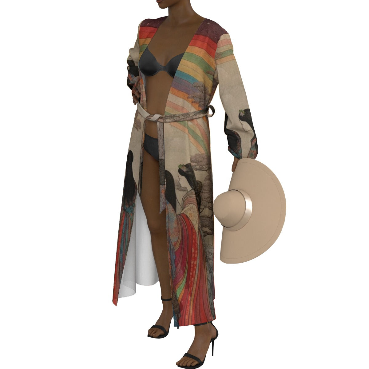 All-Over Print Women's Lace-up Chiffon Robe