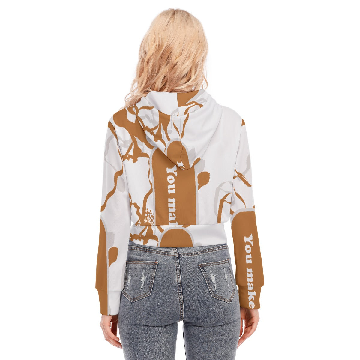 All-Over Print Women's Crop Top Hoodie With Zipper Closure