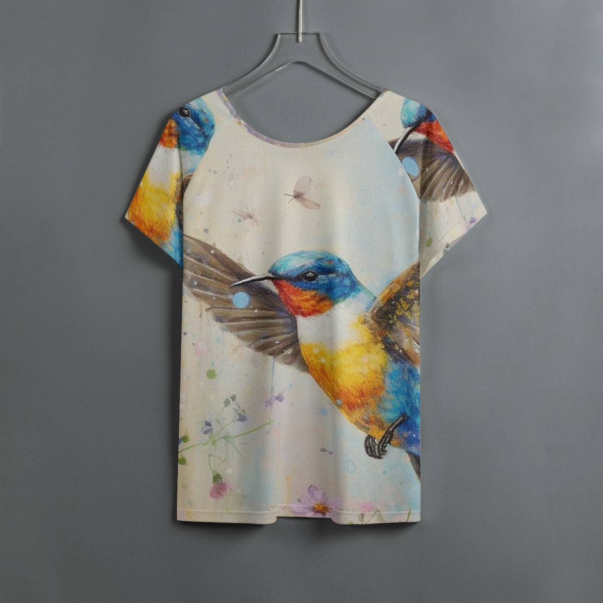 All-Over Print Women's Round Neck T-shirt With Raglan Sleeve