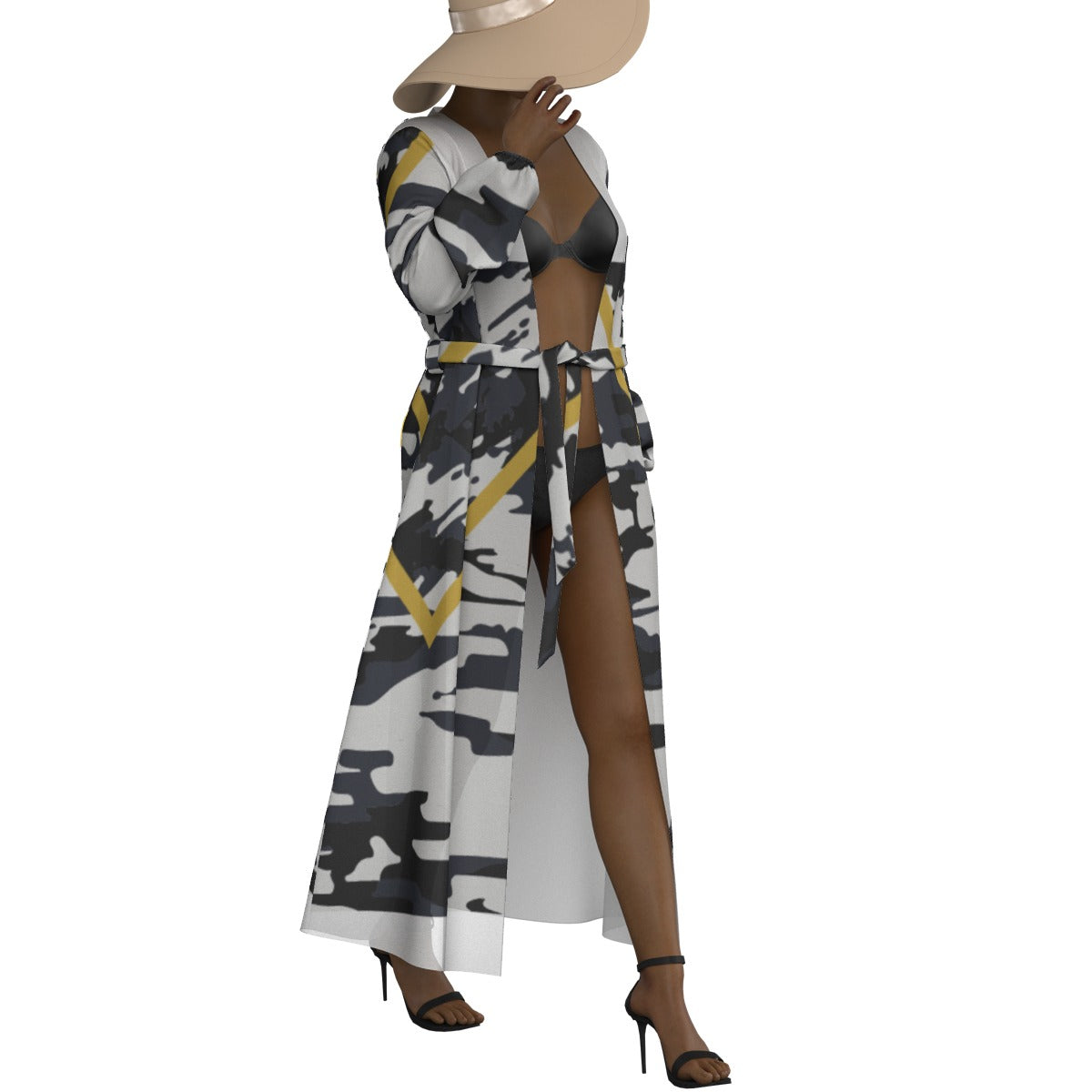 All-Over Print Women's Lace-up Chiffon Robe