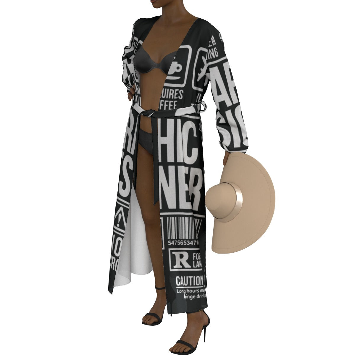 All-Over Print Women's Lace-up Chiffon Robe