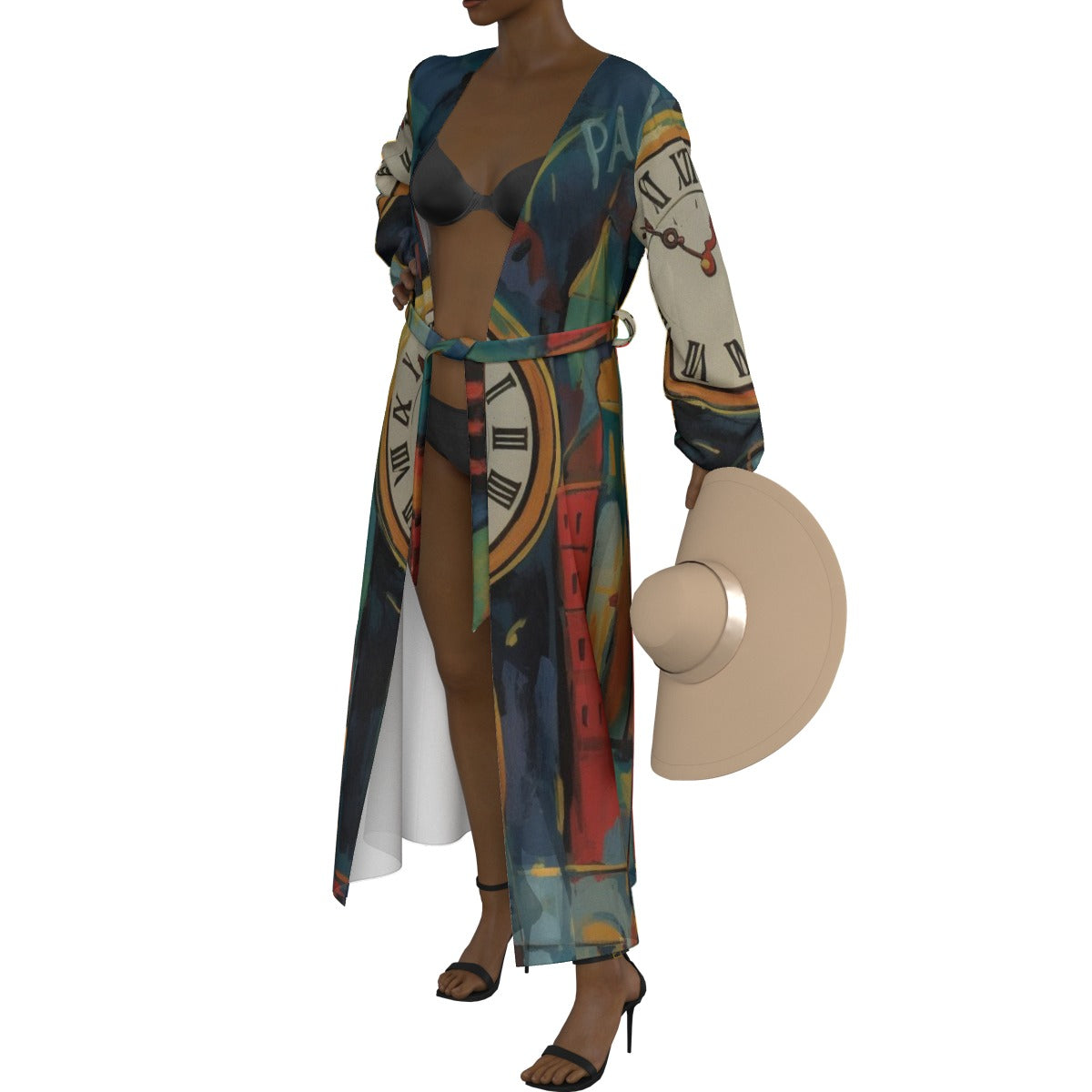 All-Over Print Women's Lace-up Chiffon Robe