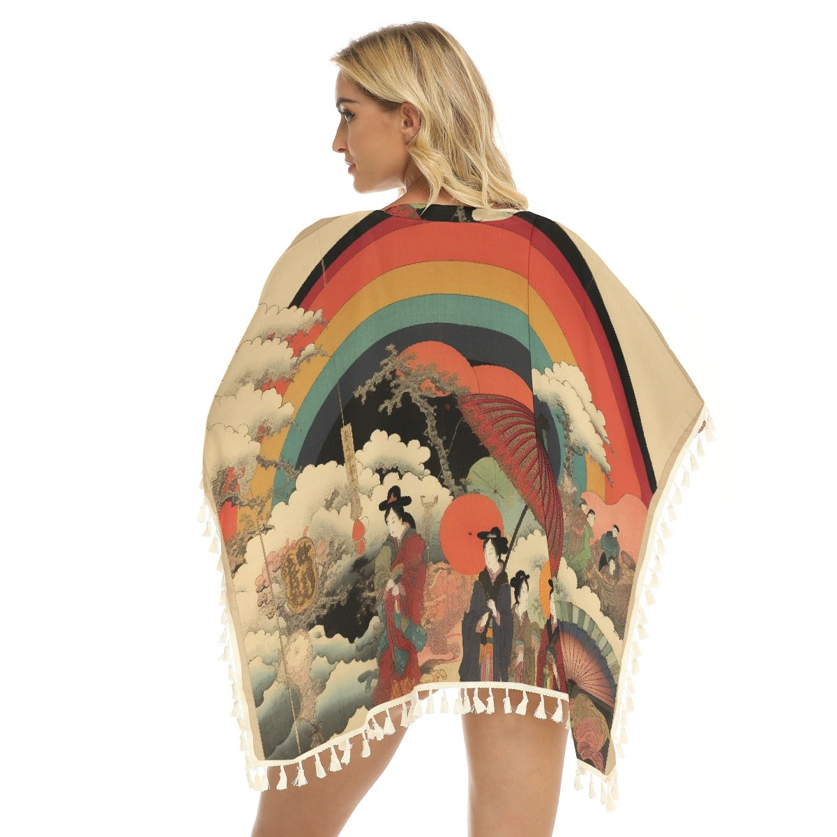 All-Over Print Women's Square Fringed Shawl