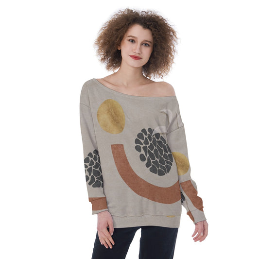 All-Over Print Oversized Women's Off-Shoulder Sweatshirt