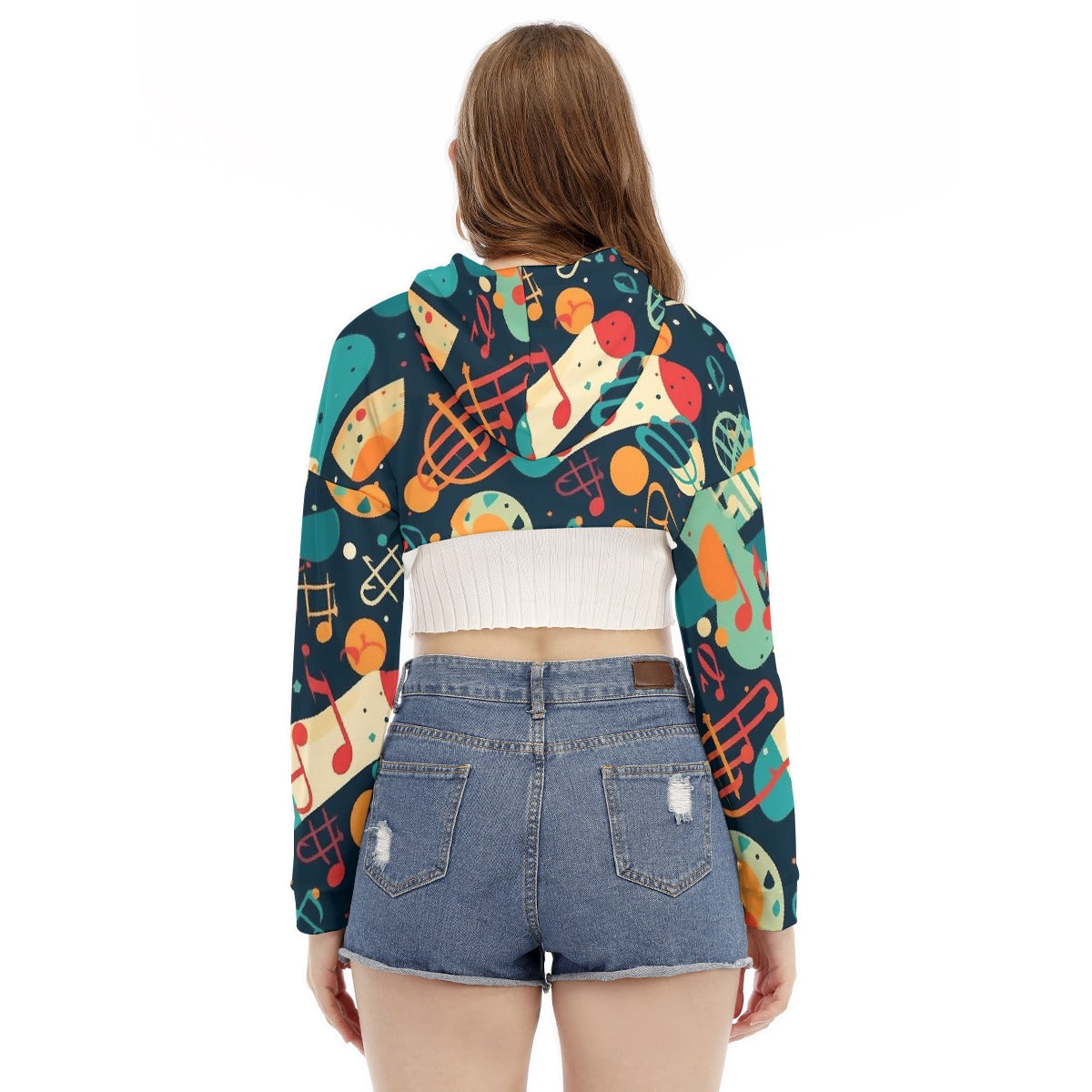 All-Over Print Women's Smock Short Hoodie With Long Sleeve