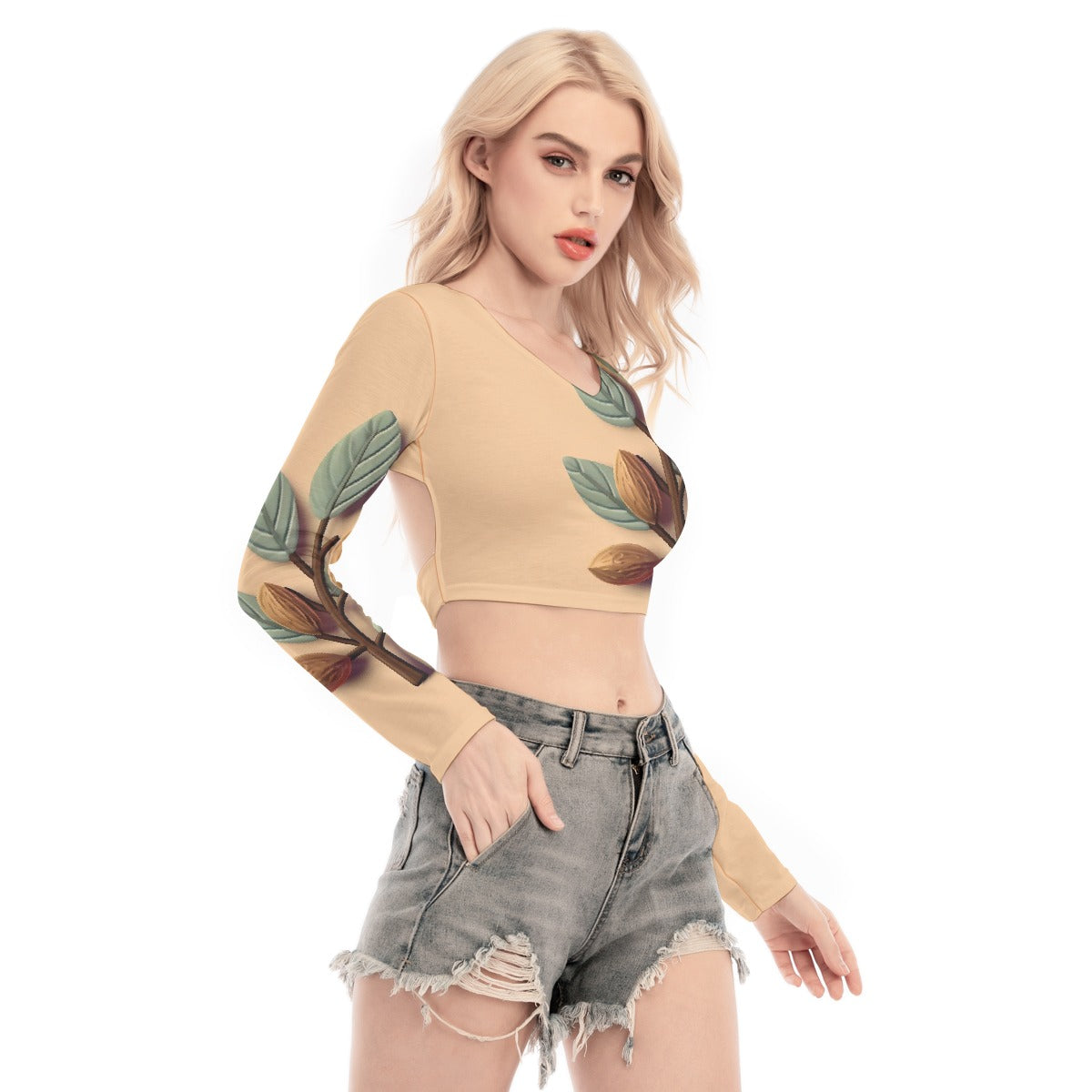 All-Over Print Women's Back Hollow T-shirt With Strap