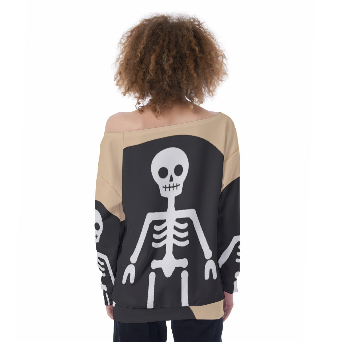 All-Over Print Oversized Women's Off-Shoulder Sweatshirt