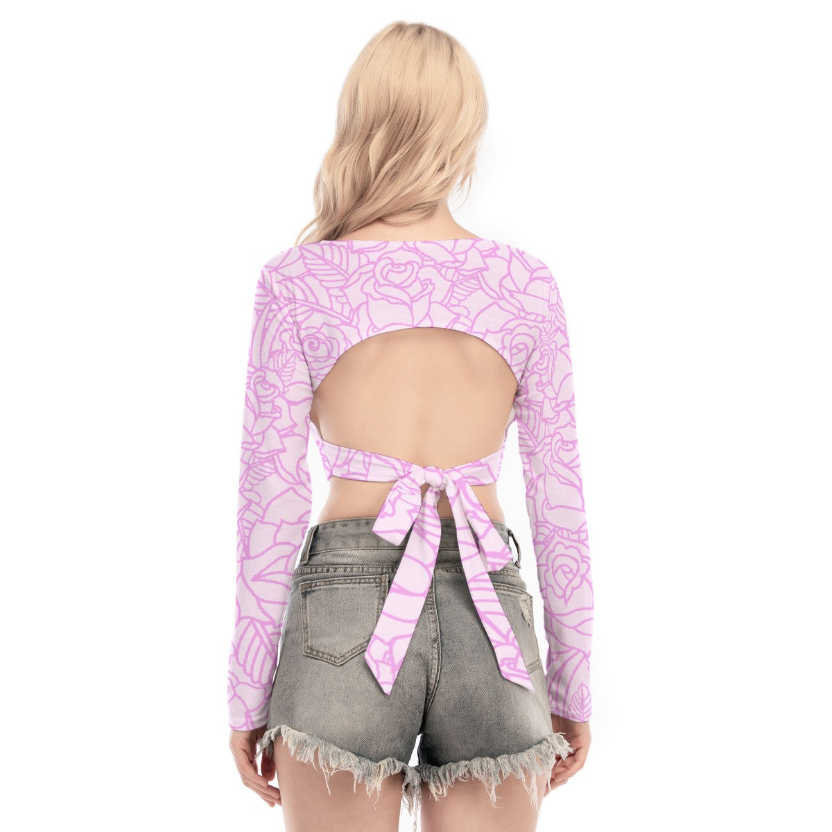 All-Over Print Women's Back Hollow T-shirt With Strap