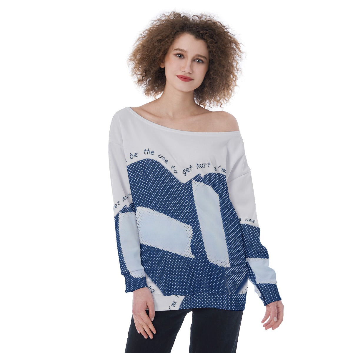 All-Over Print Oversized Women's Off-Shoulder Sweatshirt