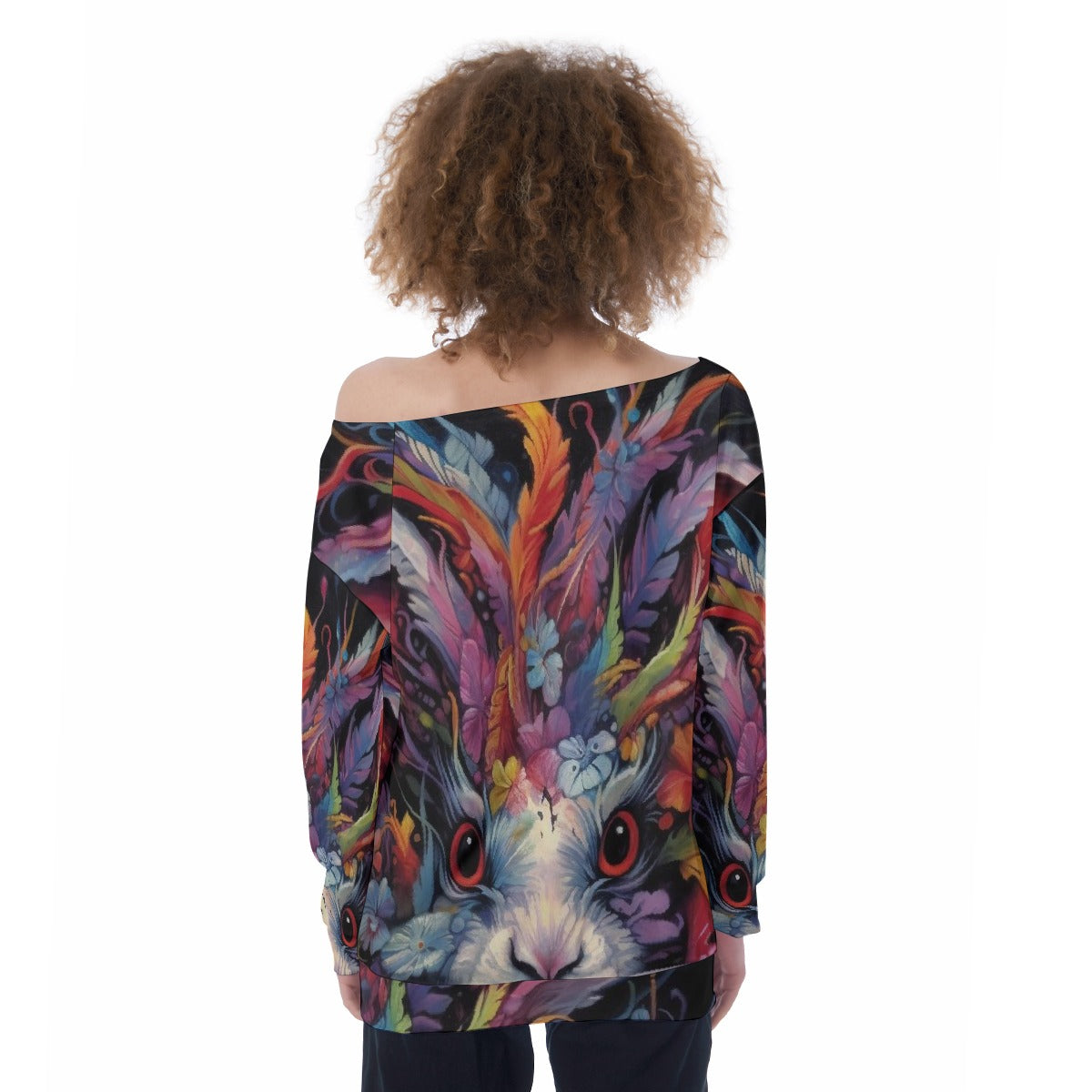 All-Over Print Oversized Women's Off-Shoulder Sweatshirt